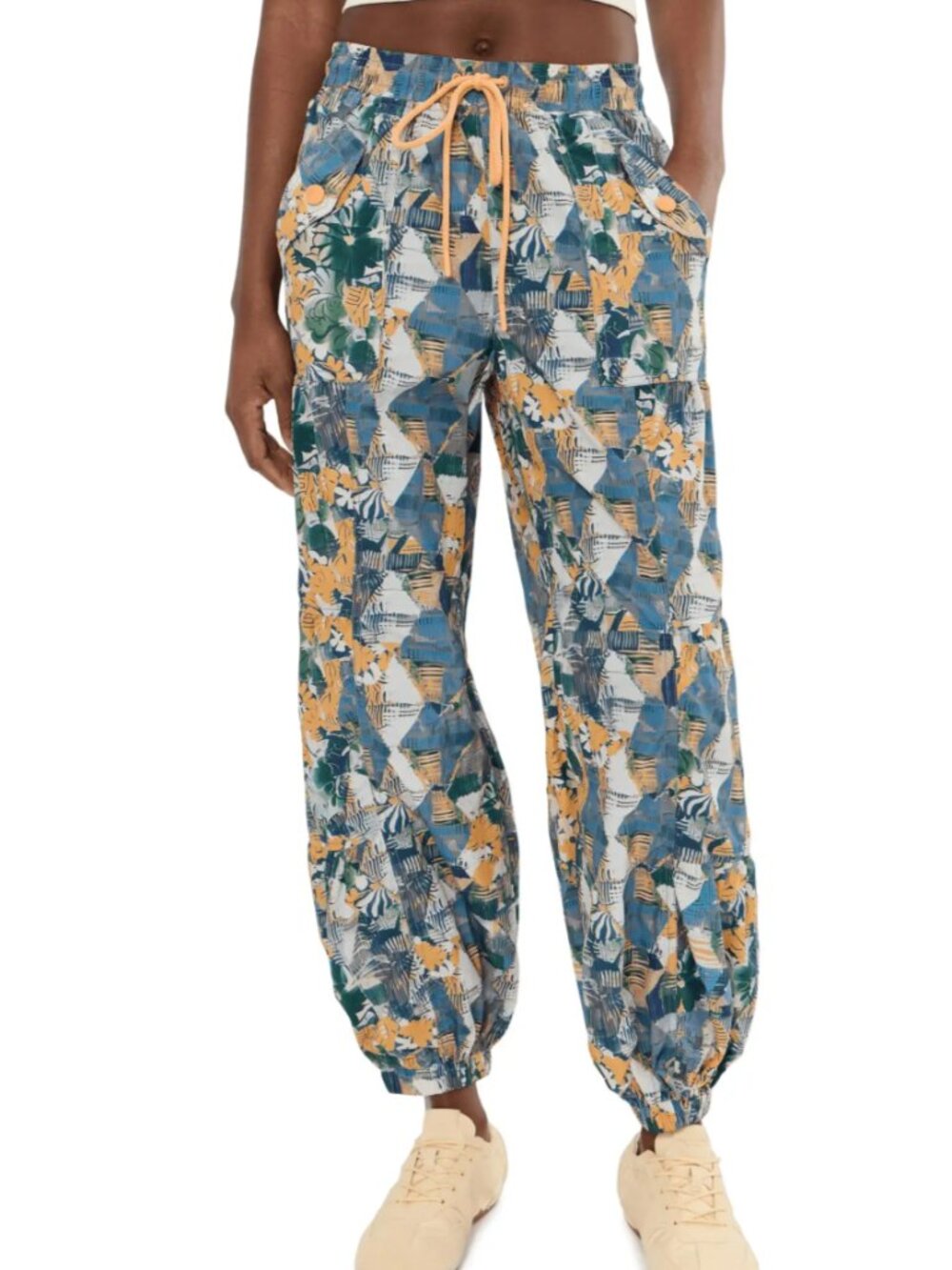 NWT Sold Out FP Movement Free People Printed Set Me Free Swishy Barrel Leg Pants